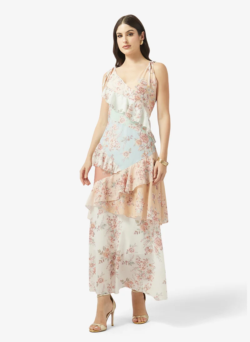 ELLA Floral Print Dress With Ruffles